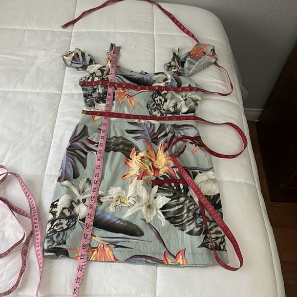 Guess Dress Sz Small Tropical Floral Sweetheart Neck Adjustable Straps Pockets - Picture 15 of 15